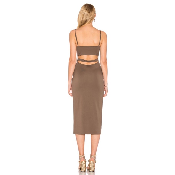 Revolve Privacy Please Elliot Midi Slip Dress Green Cut out Open Back Size Small - Picture 17 of 17